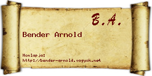 Bender Arnold névjegykártya